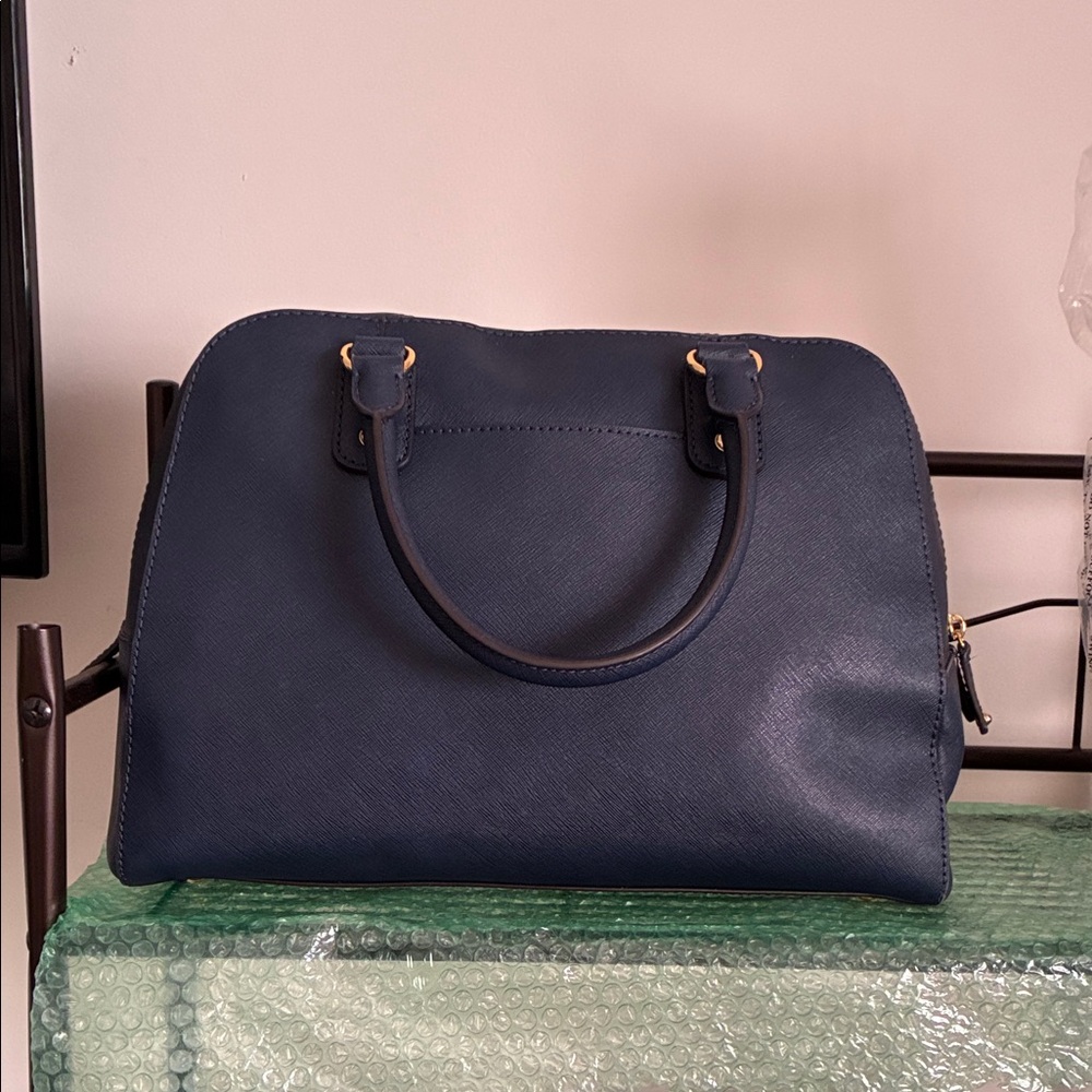 Michael Kors Dark Blue Satchel with Gold Details - Picture 2 of 5